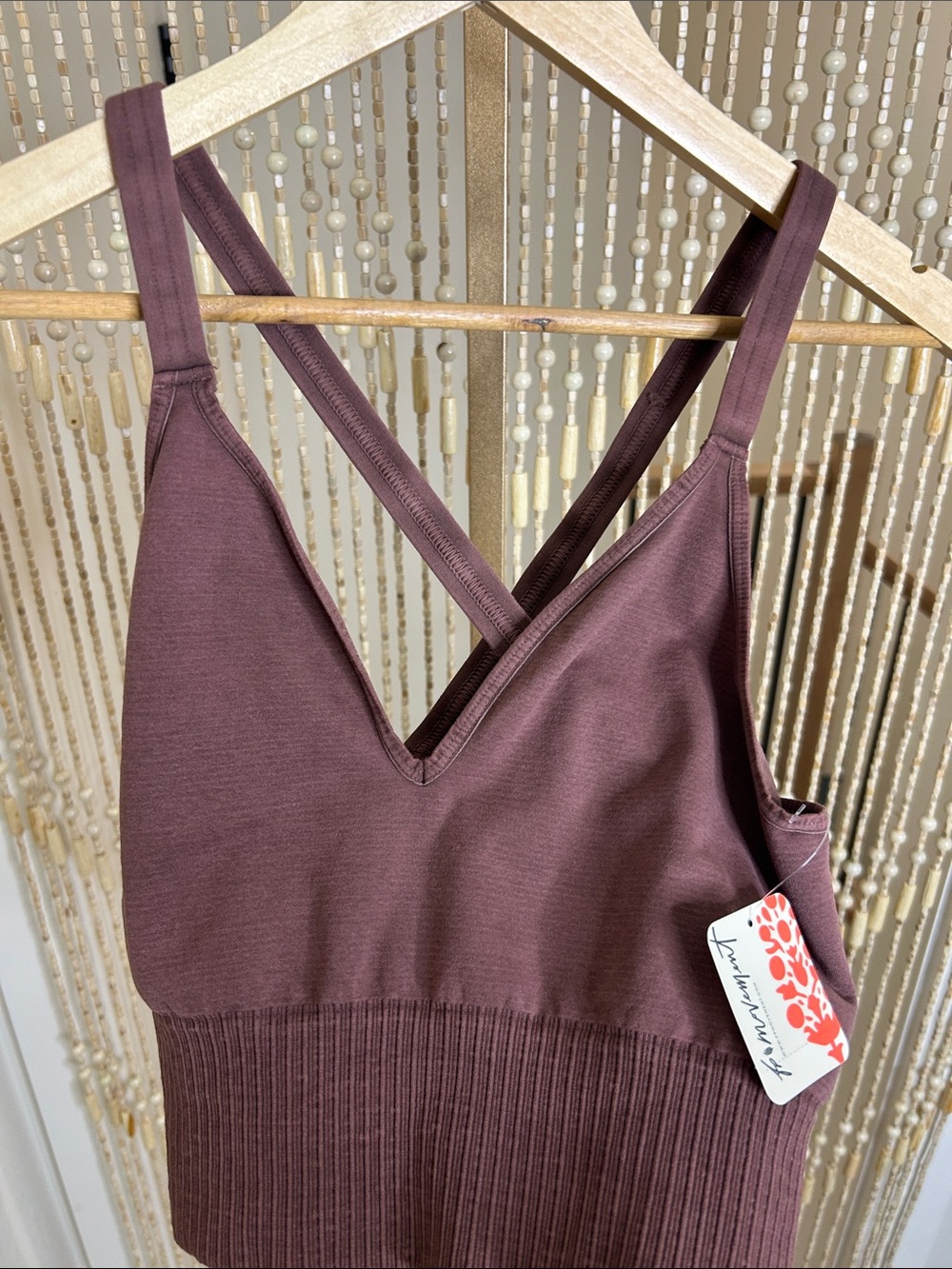 FP Movement by Free People Ribbed V-Neck Brami in Nutmeg
